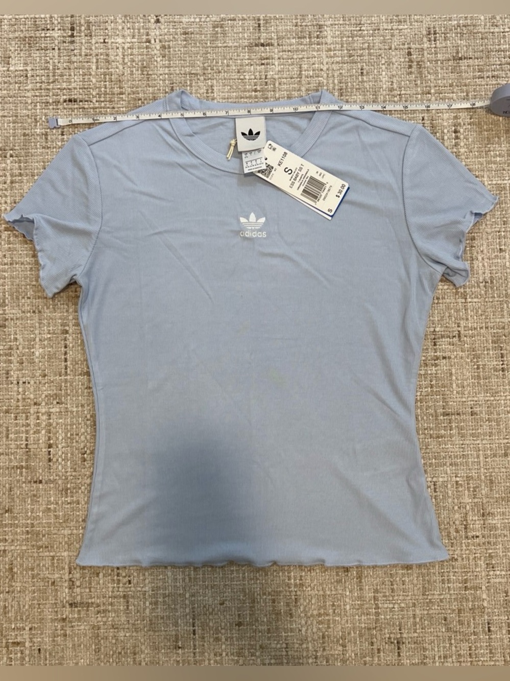 adidas Originals Baby Blue Ribbed Short Sleeve Tee